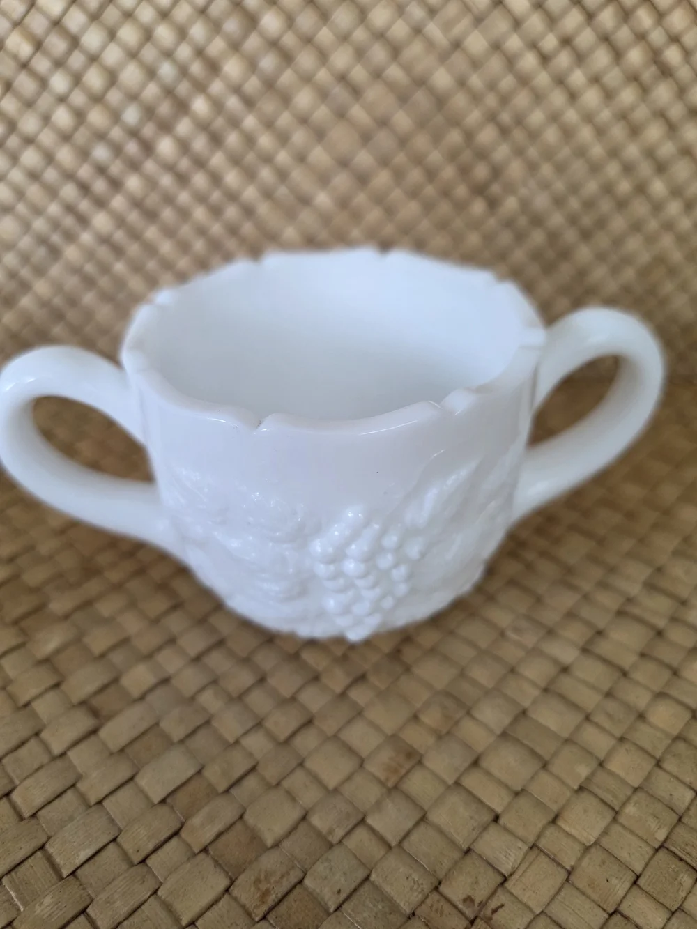 Westmoreland White Milk Glass Creamer and Sugar Bowl Set